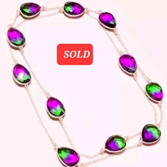 Jewelry - ❤SOLD❤ Multi Tourmaline Bi-Color Station Necklace - 34"